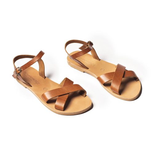 Corfu Sandals Women's leather sandals "Naysika" honey