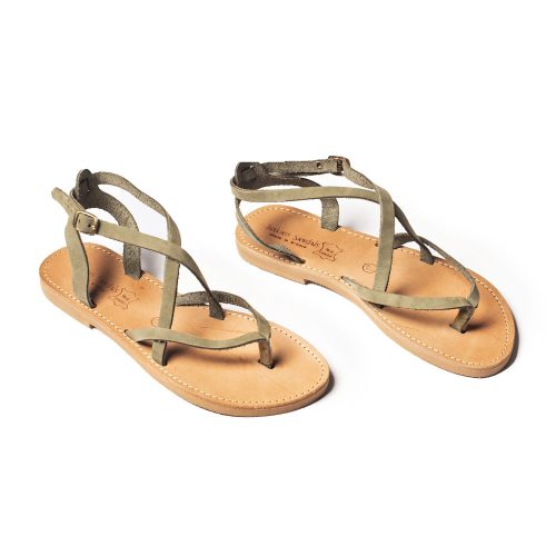 Corfu Sandals Women's handmade leather sandals "Erikousa" mint nubuck