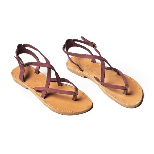 Corfu Sandals Women's handmade leather sandals "Erikousa" purple nubuck