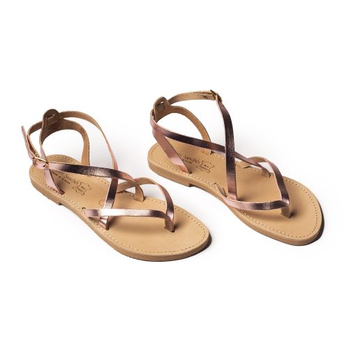 Corfu Sandals Women's handmade leather sandals "Erikousa" rose gold