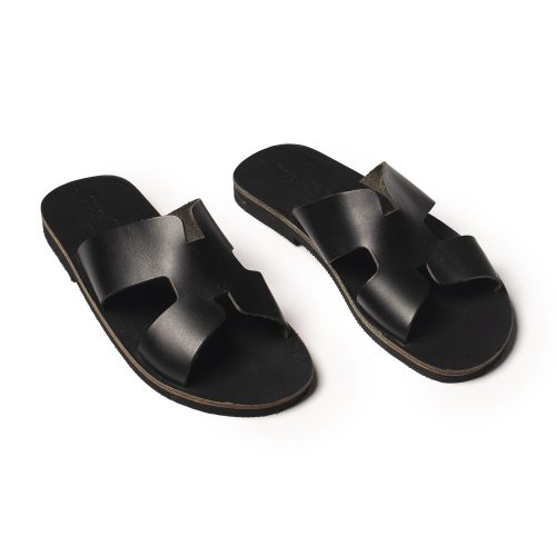 Corfu Sandals αντρικό δερμάτινο σανδάλι ''Iasonas'' total black