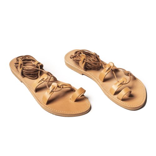Corfu Sandals γυναικείο δερμάτινο σανδάλι lace up ''aphrodisiac'' φυσικό