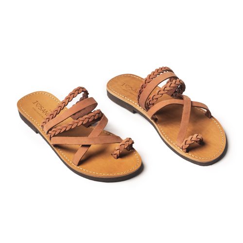 Corfu Sandals Women's leather sandals "Plexi" brick