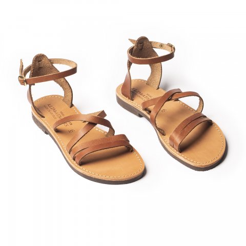 Corfu Sandals Women's leather sandals "Rene" honey