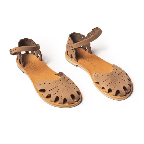 Corfu Sandals Women's leather sandals "Meganisi" brown