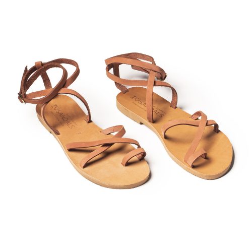 Corfu Sandals Women's leather sandals "Ikaria" brick nubuck