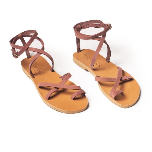 Corfu Sandals γυναικείο δερμάτινο σανδάλι ''Ikaria'' purple nubuck