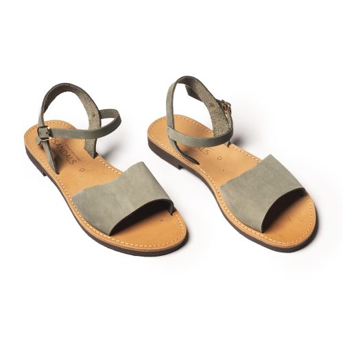 Corfu Sandals Γυναικεία δερμάτινα σανδάλια ''Spetses'' μέντα nubuck