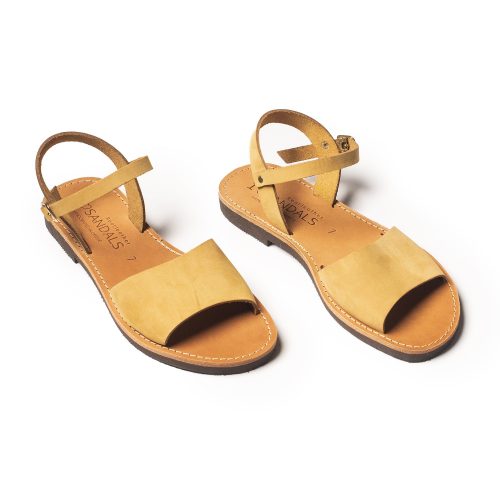 Corfu Sandals Γυναικεία δερμάτινα σανδάλια ''Spetses'' mustard nubuck
