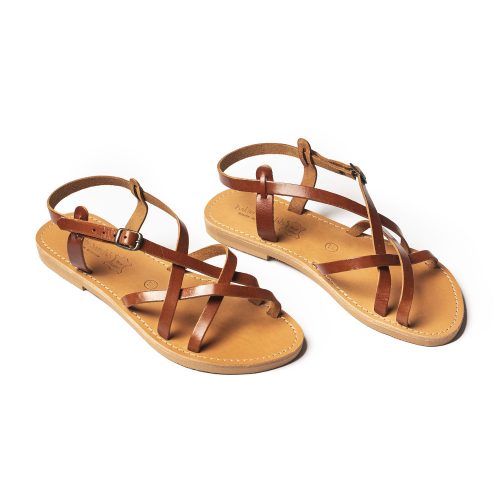 Corfu Sandals Women's leather sandals "Anne" honey