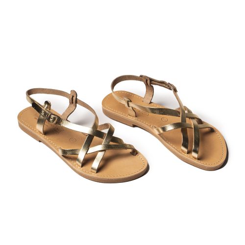 Corfu Sandals γυναικείο δερμάτινο σανδάλι ''anne'' χρυσό
