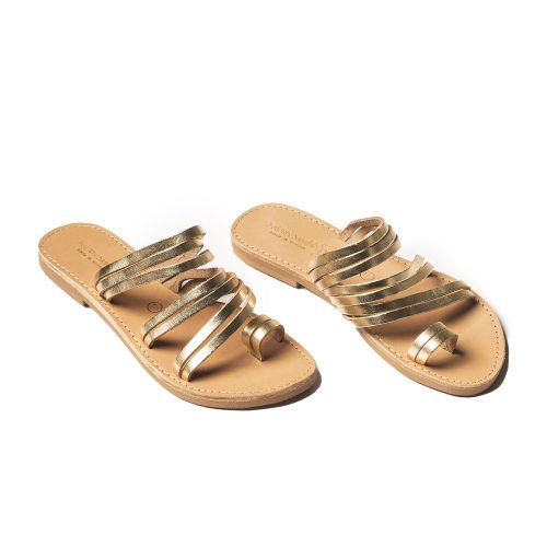 Corfu Sandals Women's leather sandals "Helena" gold