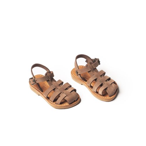 Corfu Sandals παιδικά δερμάτινα σανδάλια  ''boo'' καφέ nubuck