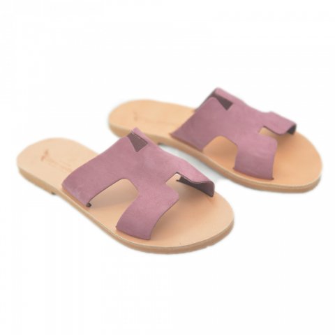 Corfu Sandals γυναικεία δερμάτινα σανδάλια ''Ionian sea'' purple χωρίς γάζί