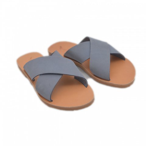 Corfu Sandals 714-γυναικεία δερμάτινα σανδάλια blue
