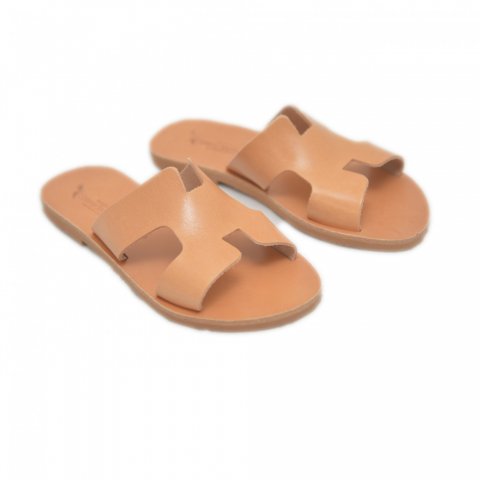Corfu Sandals γυναικεία δερμάτινα σανδάλια ''Ionian sea'' natural  χωρίς γαζί