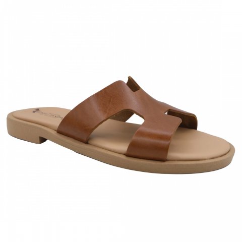 Corfu Sandals γυναικείο flat δερμάτινο σανδάλι μαλακό honey