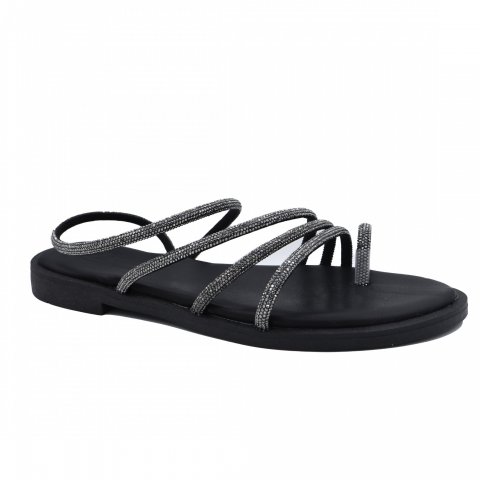 Corfu Sandals γυναικείο δερμάτινο σανδάλι ''zizel 2'' total black